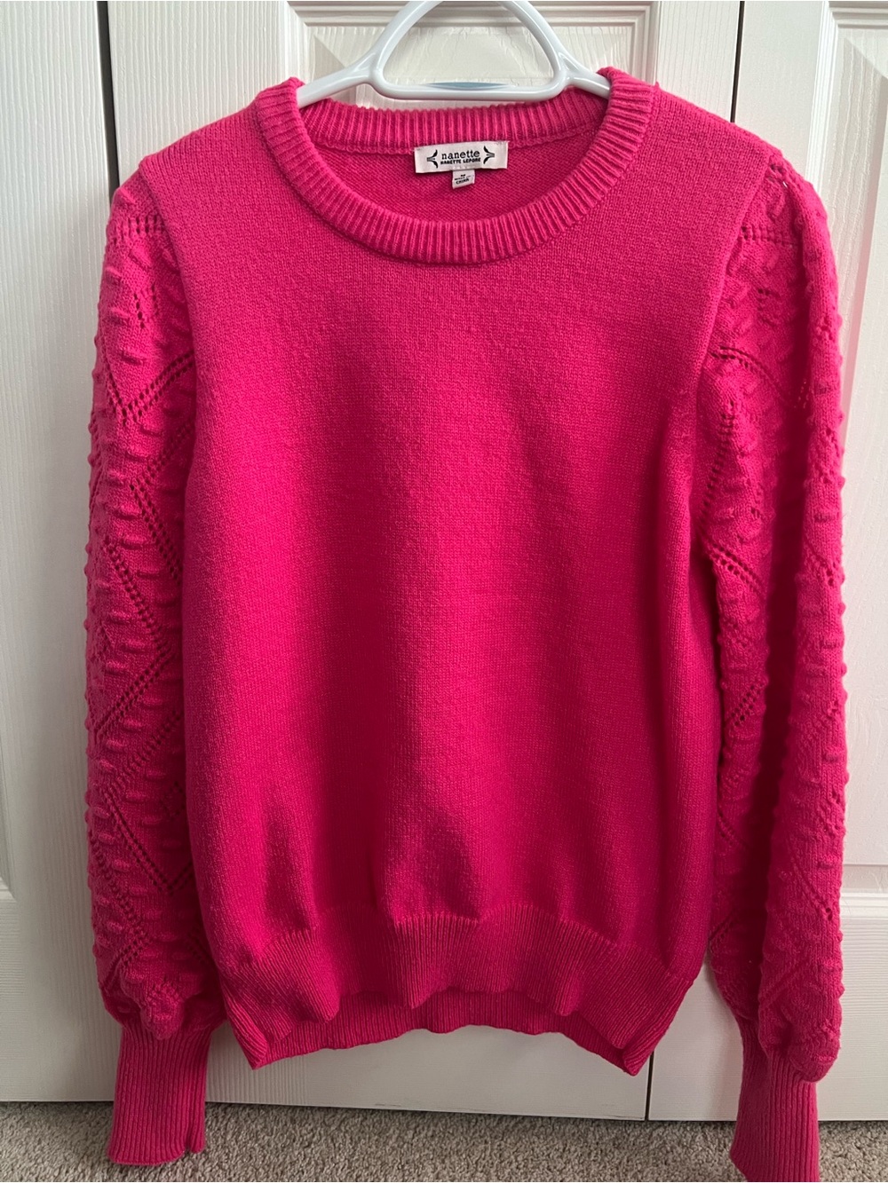 Nanette Nanette Lepore Pointelle Sleeve Sweater.  Size Medium - Picture 2 of 9